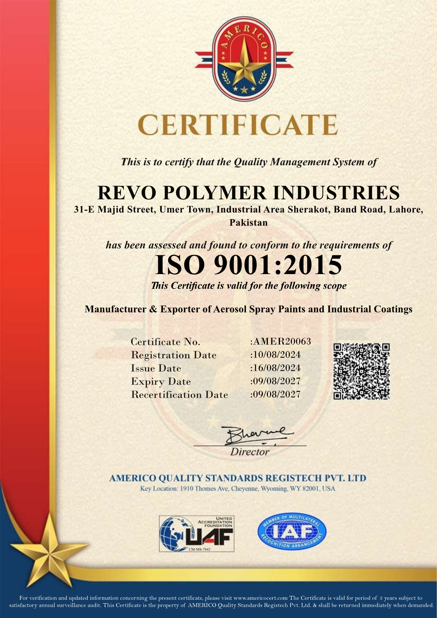 ISO 14001:2015 Certificate